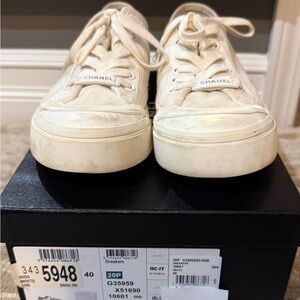 Authentic CHANEL Weekender Trainers Canvas Sneakers Size 40 Box Dust Bags